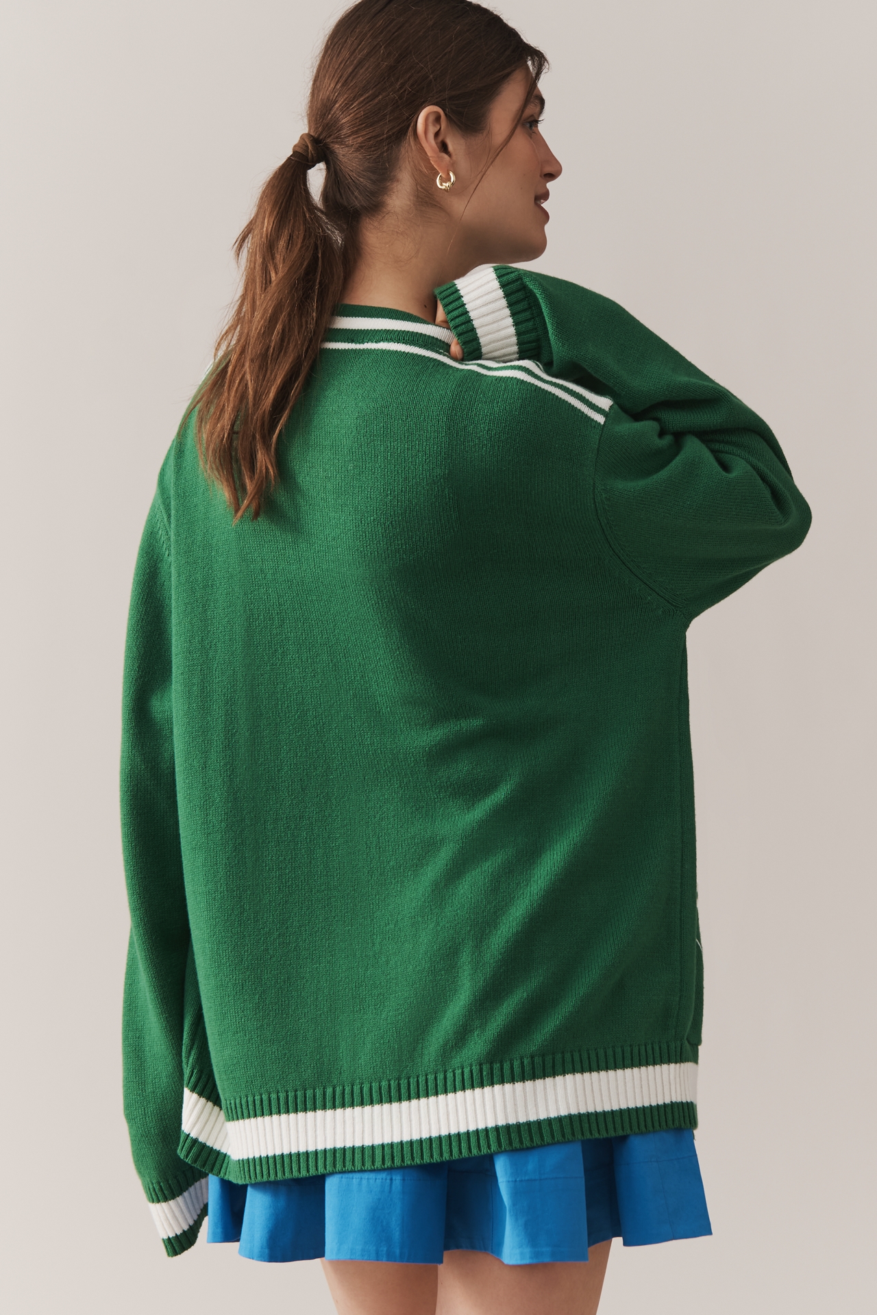 Ellsworth & Ivey Oversized Sporty Cardigan Sweater
