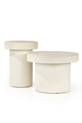 Four Hands Grecia Industrial Concrete Outdoor End Table Set