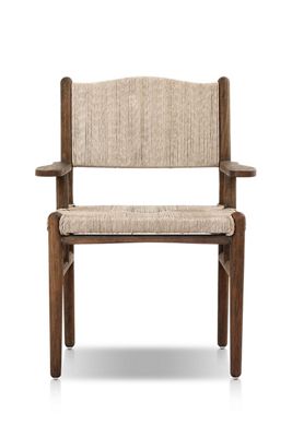 Herrin Woven Teak Outdoor Dining Armchair