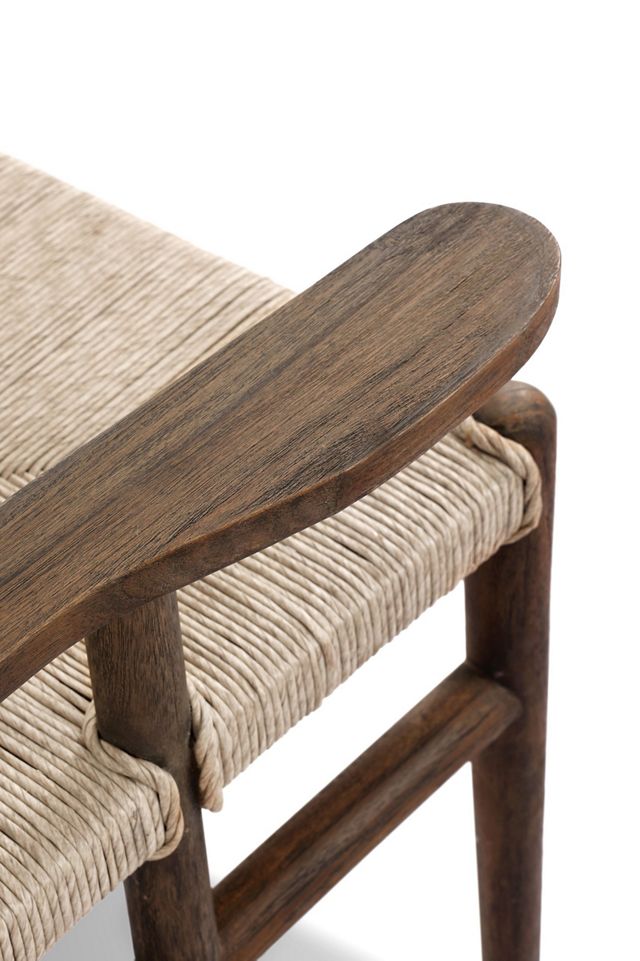 Herrin Woven Teak Outdoor Dining Armchair #5