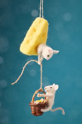 Felt Mouse and Cheese Ornament