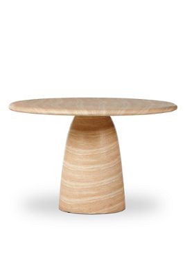 Janice Round Travertine Concrete Dining Table