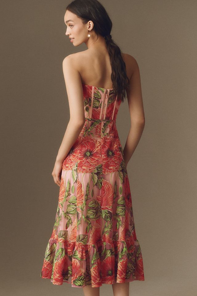 Dress The Population Carina Strapless Sequin Midi Dress