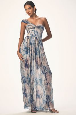 Dress The Population Idalia One-shoulder Floral Maxi Dress