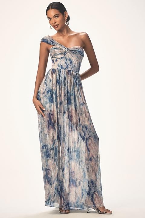 Dress The Population Idalia One-Shoulder Floral Maxi Dress