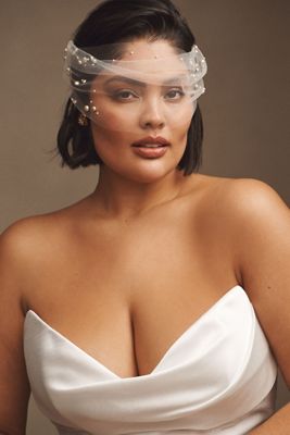 Twigs & Honey Pearl Adorned Birdcage Veil