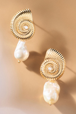 Ettika Swirled Shell Freshwater Cultivated Pearl Statement Earrings