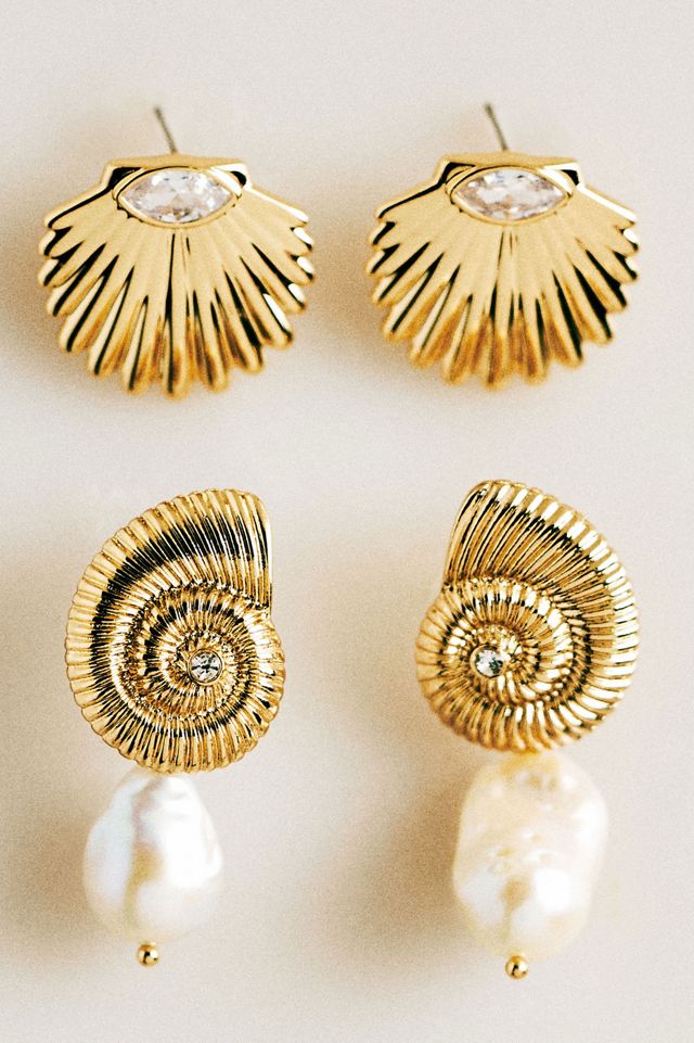 Ettika Scalloped Shell Post Earrings #1