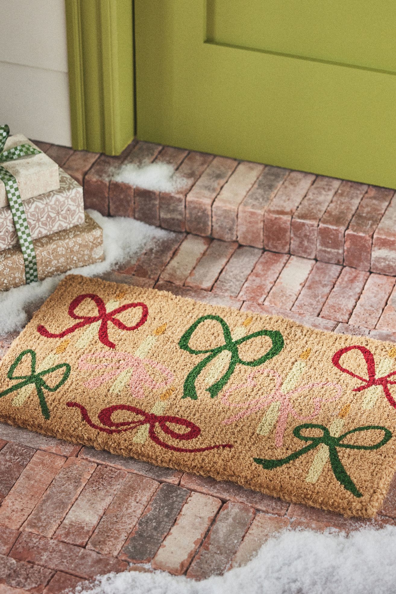Bow Candles Printed Coir Doormat - Multi, Standard, 18" x 30"