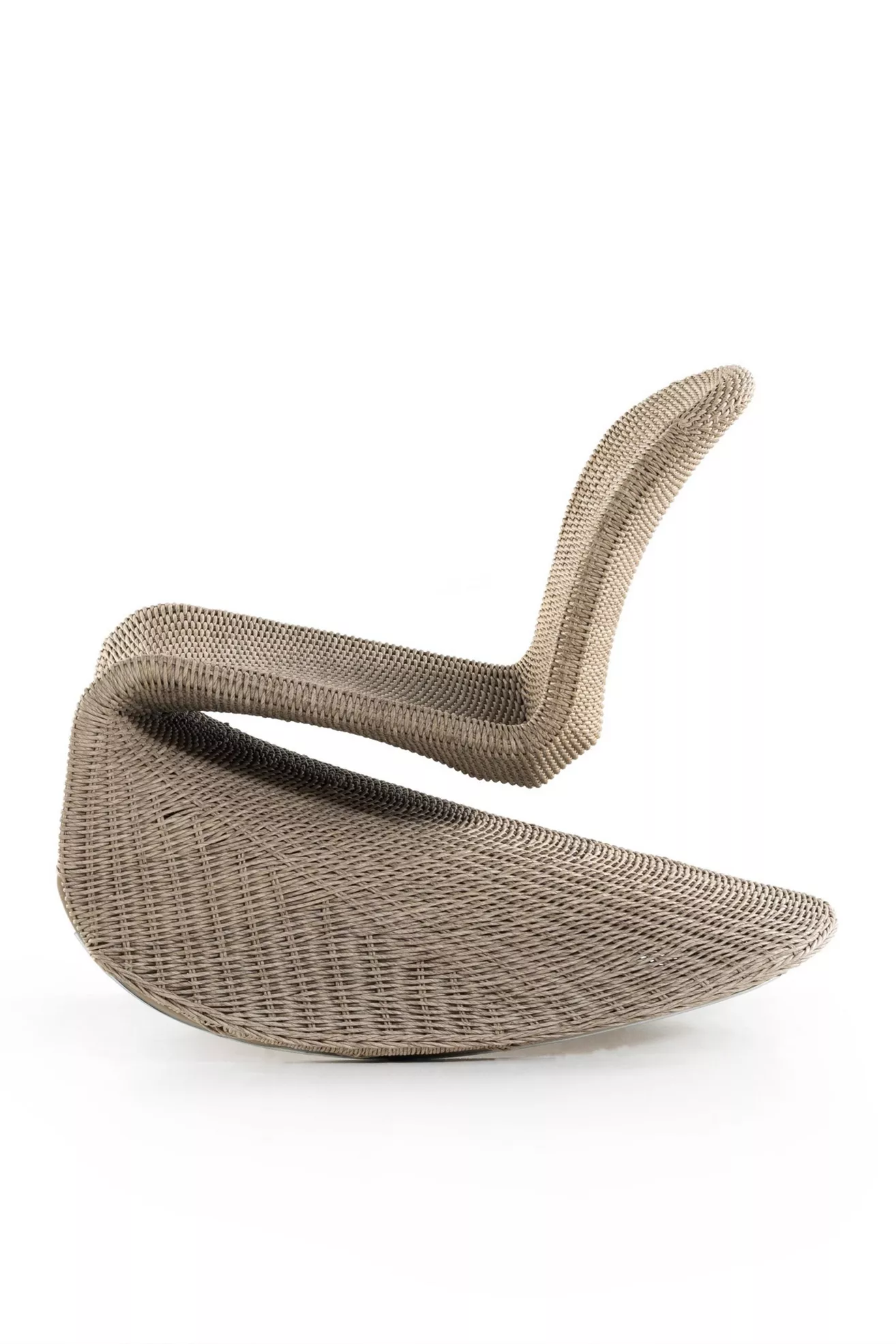 Side profile of wicker rocking chair