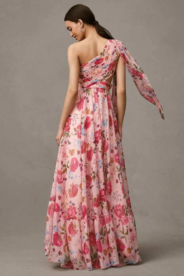 Ieena for Mac Duggal One-Shoulder Cutout Floral Maxi Dress #2