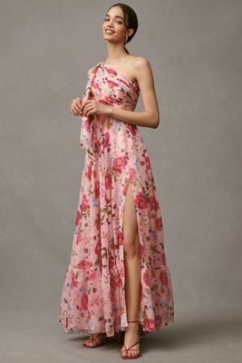 Mac Duggal フローラル コールドショルダー フリル ガウン Mac Duggal | Anthropologie