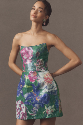 Dress The Population Amity Strapless Sequin Mini Dress