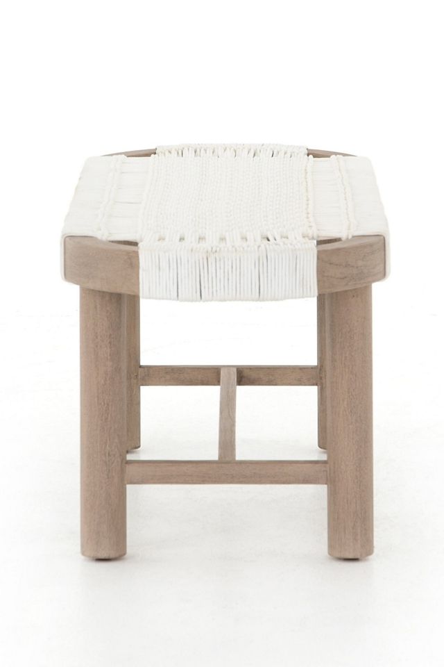 Sumner Rectangular Woven Rope Teak Outdoor Bench #2