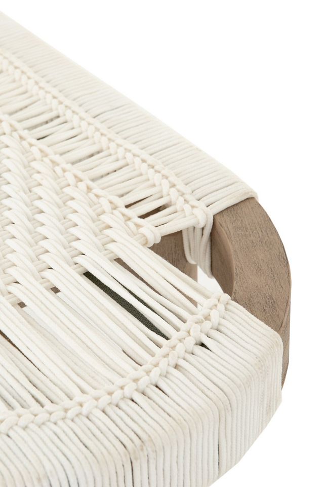 Sumner Rectangular Woven Rope Teak Outdoor Bench #5
