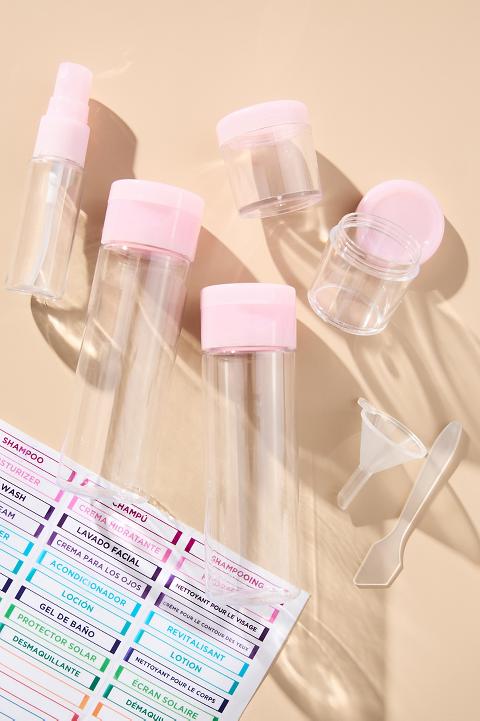 Miamica Statement Bows 11-Piece Pink Travel Bottle Set