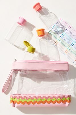 Miamica Rickrack Wristlet Bag 8-Piece Travel Bottle Set