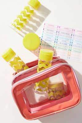 Miamica Rickrack 9-Piece Double-Sided Cosmetic Case Travel Set