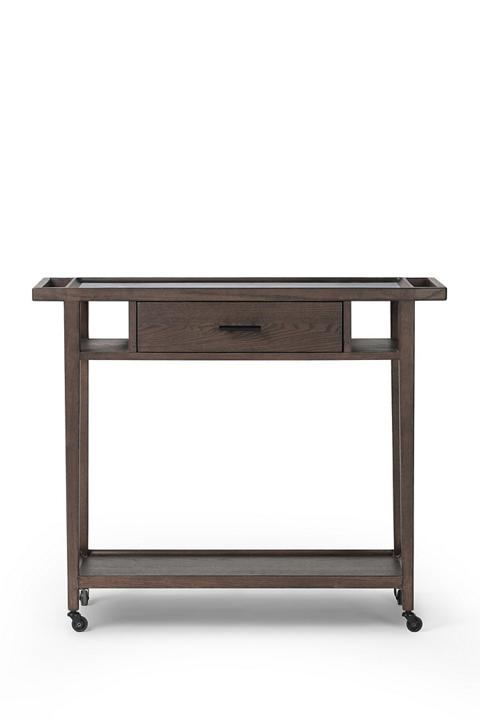 Dorrit Marble-Top Oak Bar Cart