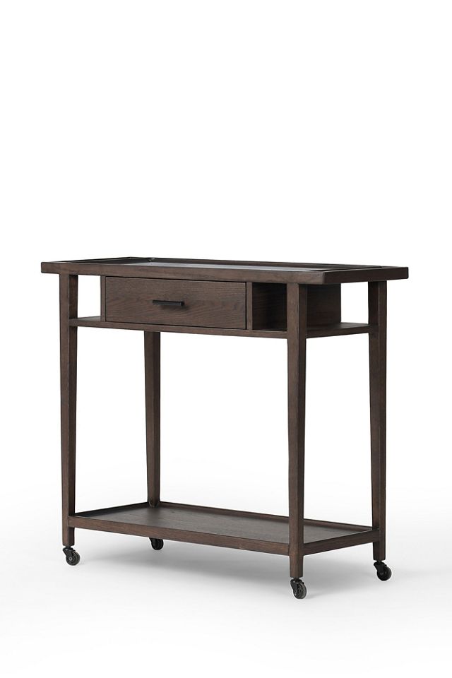 Dorrit Marble-Top Oak Bar Cart #1