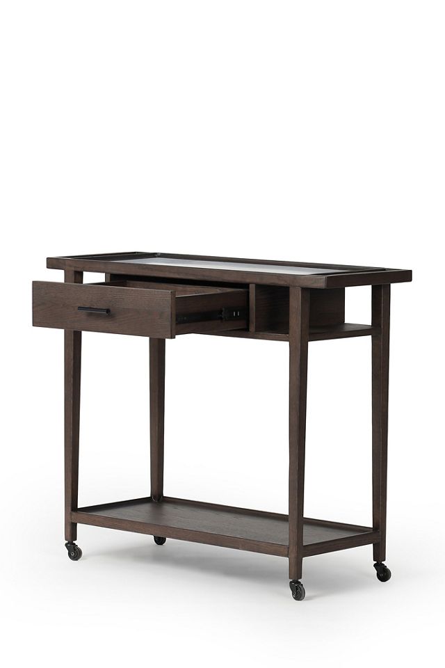 Dorrit Marble-Top Oak Bar Cart #2