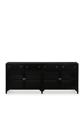 Shadow Box Glass-Door Iron Media Console