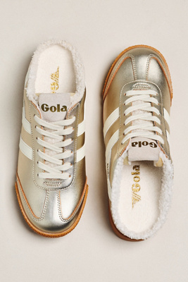 Gola Elan Cozy Shearling-lined Mule Sneakers In Gold