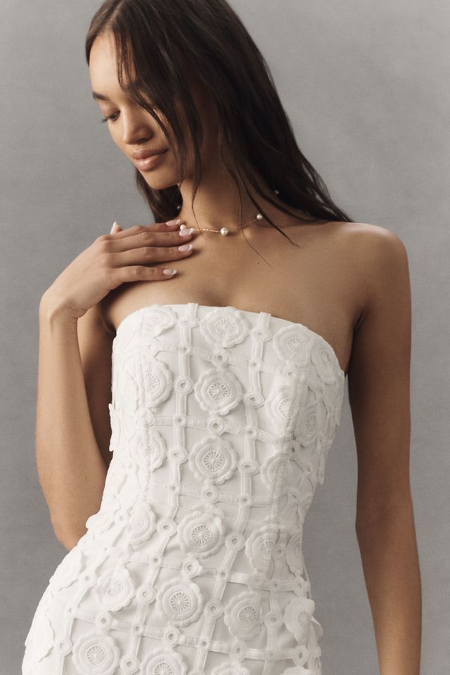 Milly Kait Strapless Tiled Lace Midi Dress #2