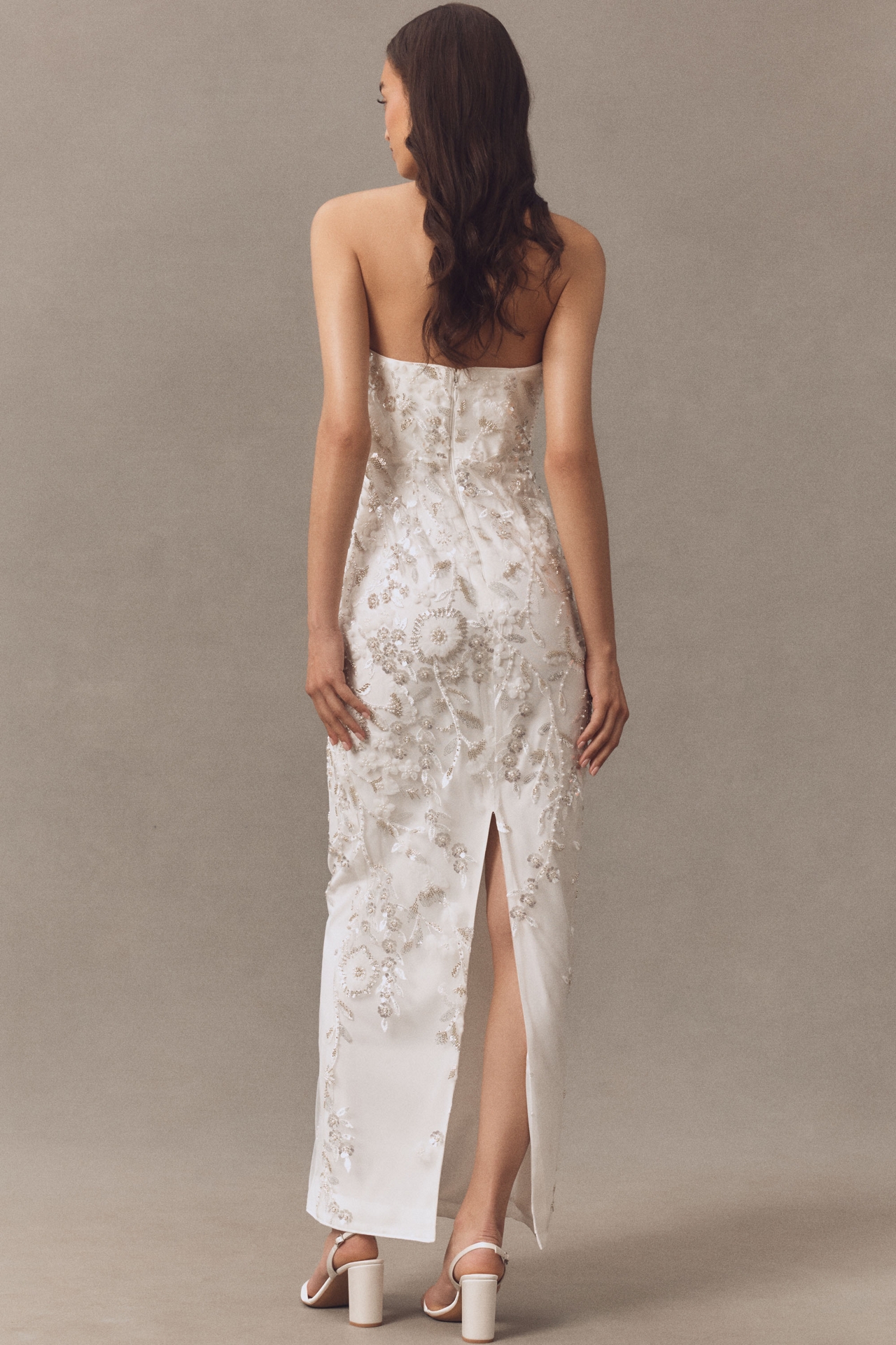 Milly Magnolia Strapless Beaded Sequin Maxi Dress