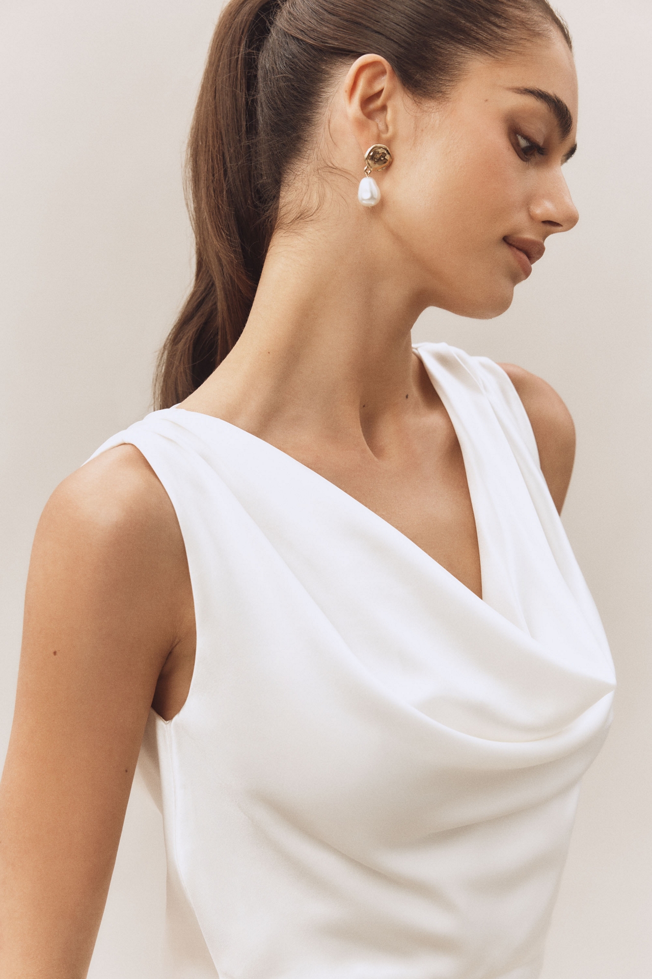 Milly Cowl-Neck Hammered Satin Slip Maxi Dress