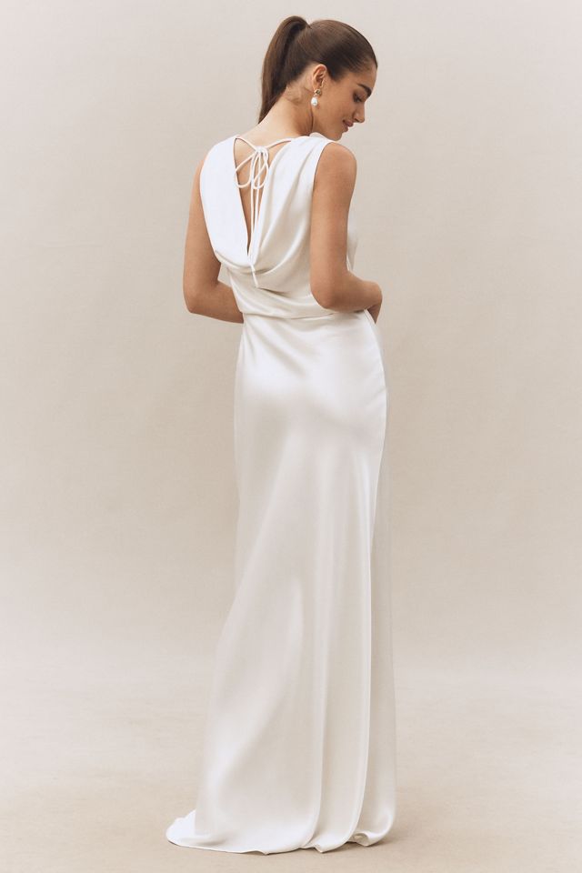 Milly Cowl-Neck Hammered Satin Slip Maxi Dress #2