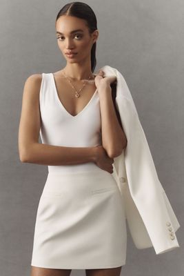 Jenny by Jenny Yoo Nessa High-Neck Draped Open-Back Satin Wedding Gown