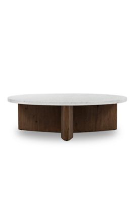 Toli Marble Top Round Oak Coffee Table