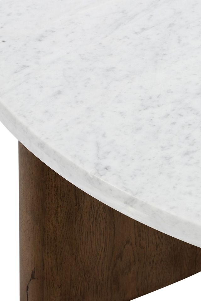 Toli Marble Top Round Oak Coffee Table #3