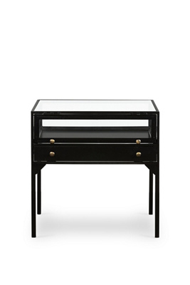 Anthropologie Shadow Box Tempered Glass End Table