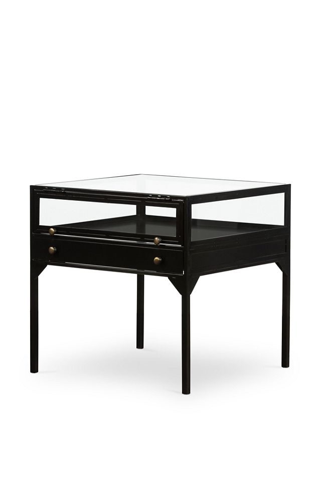 Shadow Box Tempered Glass End Table #1