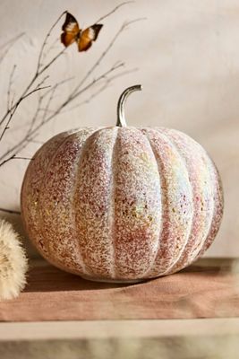 Frosted Glass Pumpkin, 12"