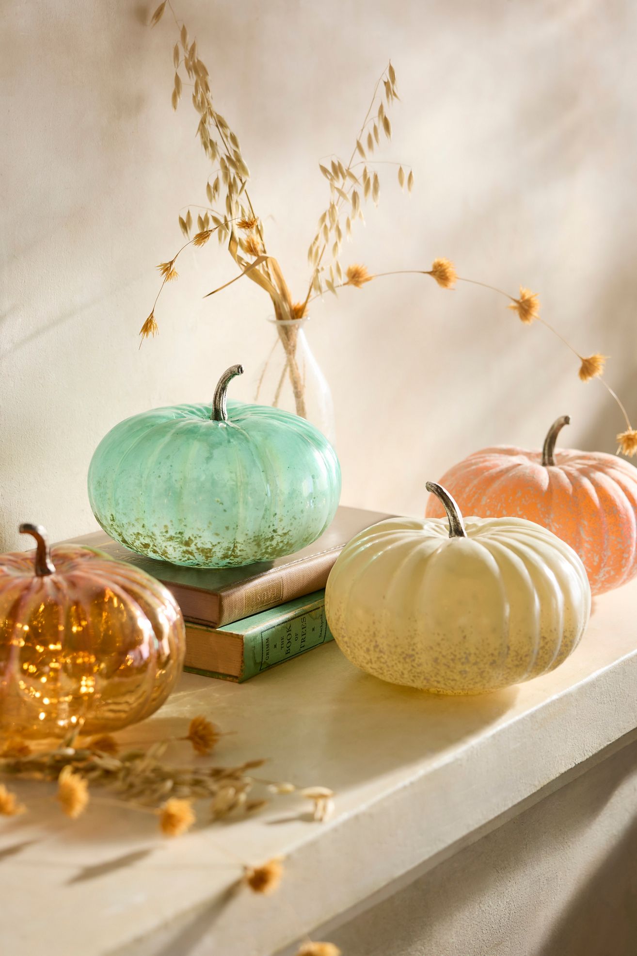 Glass Pumpkin, 7" - White, Standard, 7"