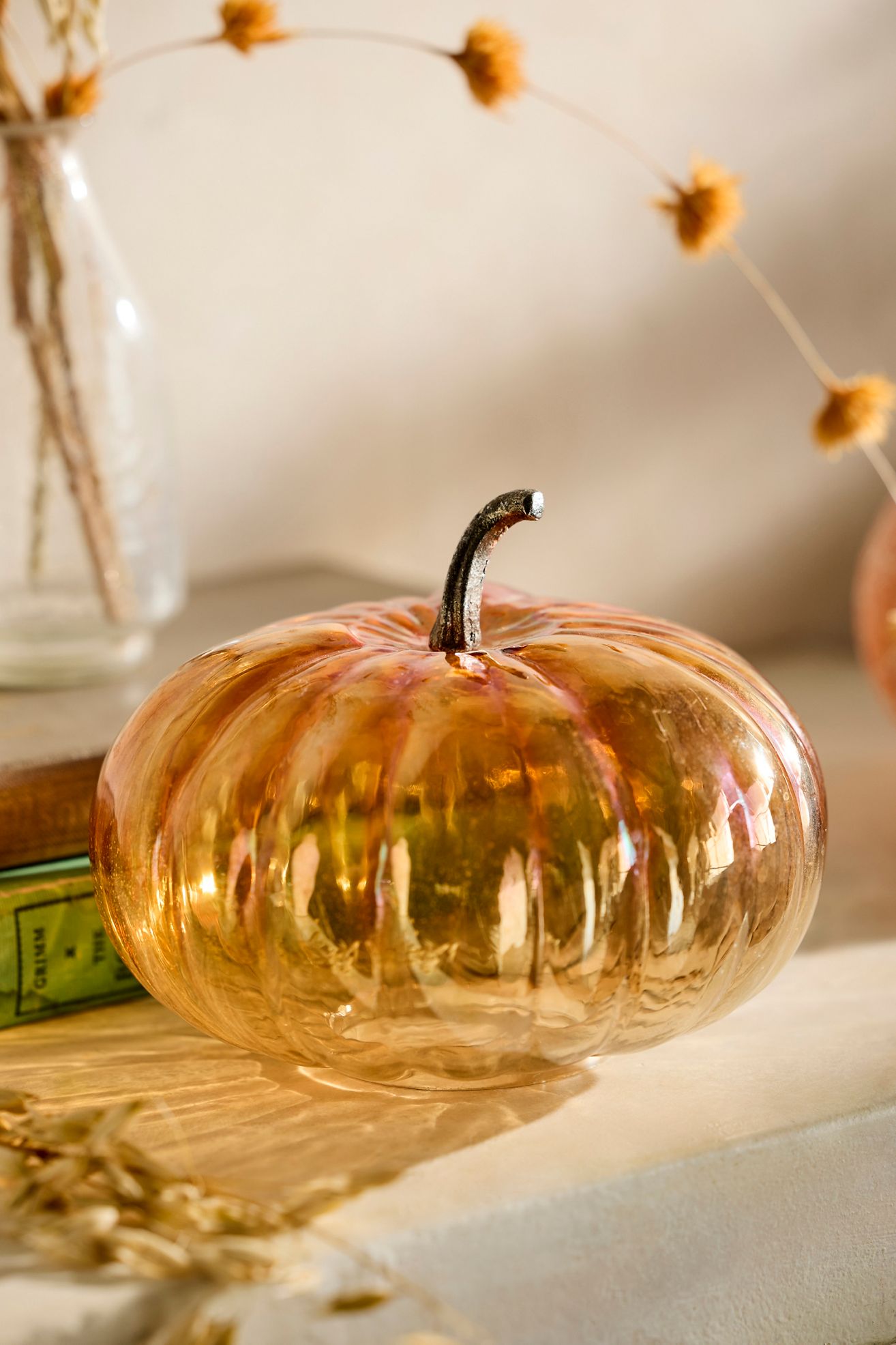 Glass Pumpkin, 7" - Orange, 7"