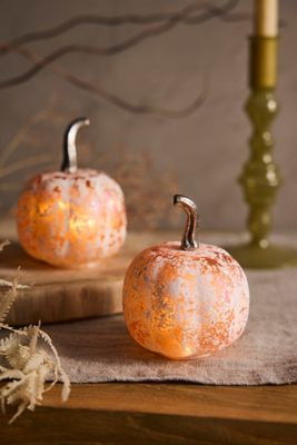 Mini Glass Pumpkins, Set of 2