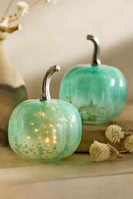 Mini Glass Pumpkins, Set of 2