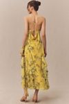 BHLDN Chiffon Cowl-Neck Cross-Back Ruffle Midi Dress