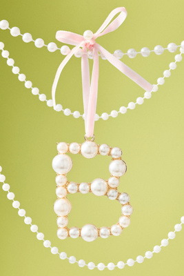Anthropologie Pearl Monogram Ornament In Pink