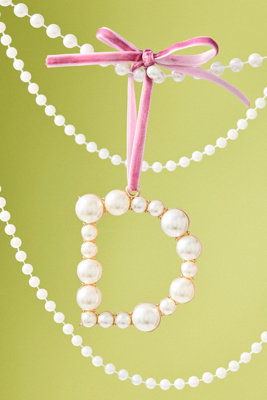 Anthropologie Pearl Monogram Ornament In Pink