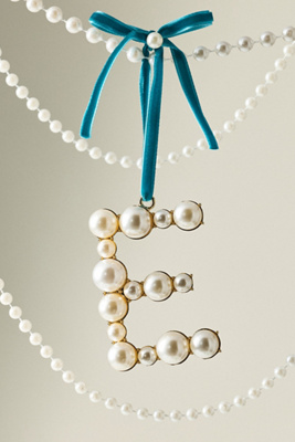 Anthropologie Pearl Monogram Ornament In Multi