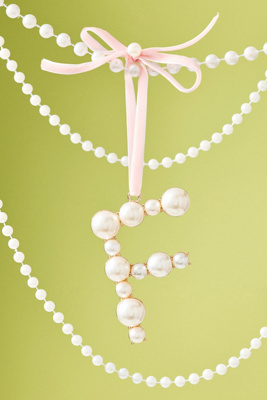 Anthropologie Pearl Monogram Ornament In Pink