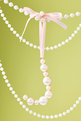 Anthropologie Pearl Monogram Ornament In Pink