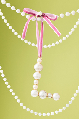 Anthropologie Pearl Monogram Ornament In Pink