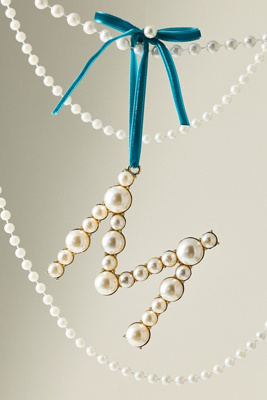 Anthropologie Pearl Monogram Ornament In Multi