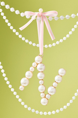 Anthropologie Pearl Monogram Ornament In Pink